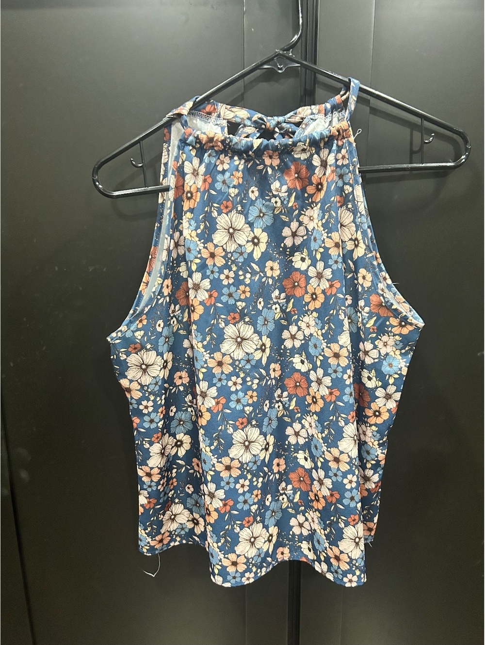 SHEIN Floral Print Sleeveless Halter Neck Tank Top